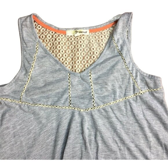 Womens Tank Top Knit Lace Back Lightweight Handkerchief Hem Shirt Medium u - Picture 3 of 5